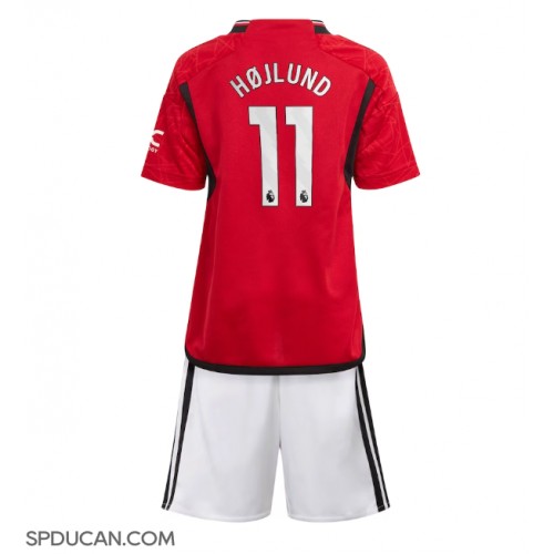 Dječji Nogometni Dres Manchester United Rasmus Hojlund #11 Domaci 2023-24 Kratak Rukav (+ Kratke hlače)